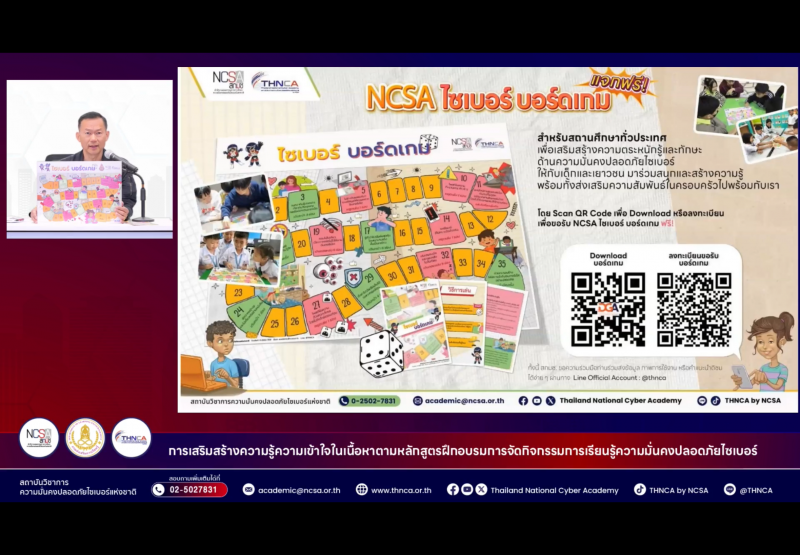 1. เข้าร่วมกิจกรรมอบรมการเสริมสร้างความรู้ความเข้าใจในเนื้อหาตามหลักสูตรฝึกอบรมการจัดการเรียนรู้ความมั่นคงปลอดภัยไซเบอร์ ผ่านระบบออนไลน์ 